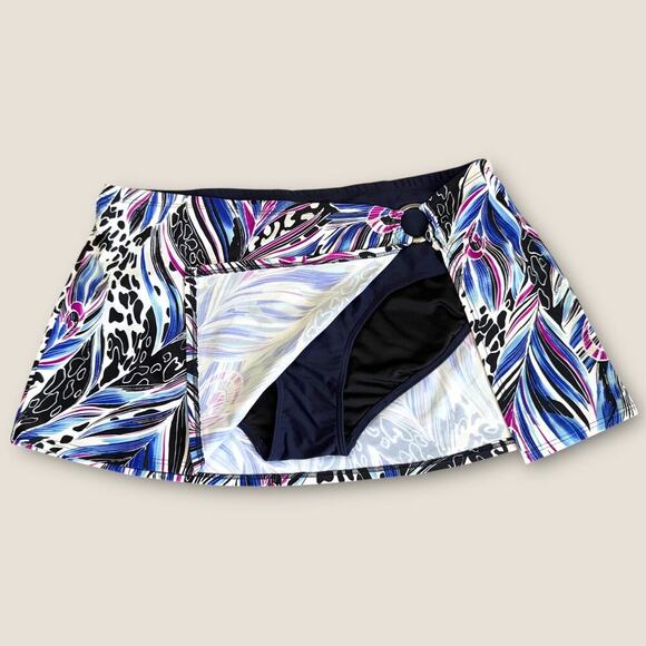 Silhouette Solution Swim Skort High Rise Built In Underwear Size 16 Printed Blue - Picture 1 of 12